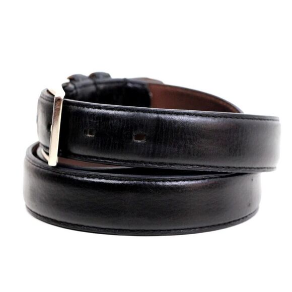 BLACK GENUINE LEATHER 1.25"Wd CASUAL DRESS MEN'S BELT Sz 44 (X48 - Picture 3 of 11